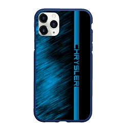 Чехол iPhone 11 Pro матовый Chrysler синие полосы, цвет: 3D-тёмно-синий