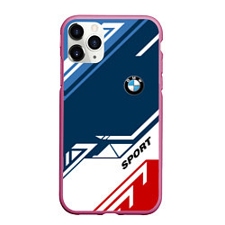 Чехол iPhone 11 Pro матовый BMW SPORT, цвет: 3D-малиновый