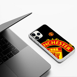 Чехол iPhone 11 Pro матовый FC Man United: Black Exclusive, цвет: 3D-белый — фото 2