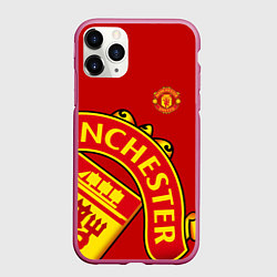 Чехол iPhone 11 Pro матовый FC Man United: Red Exclusive, цвет: 3D-малиновый