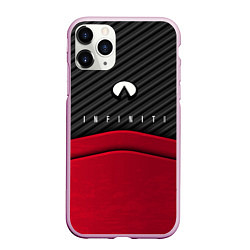 Чехол iPhone 11 Pro матовый Infiniti: Red Carbon, цвет: 3D-розовый