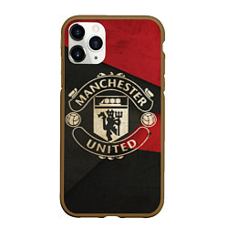 Чехол iPhone 11 Pro матовый FC Man United: Old Style, цвет: 3D-коричневый
