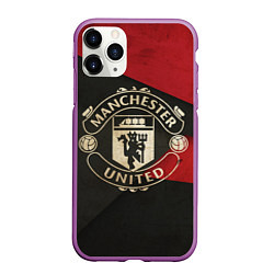 Чехол iPhone 11 Pro матовый FC Man United: Old Style, цвет: 3D-фиолетовый