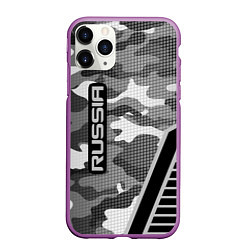 Чехол iPhone 11 Pro матовый Russia: Grey Camo, цвет: 3D-фиолетовый