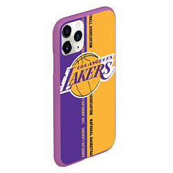 Чехол iPhone 11 Pro матовый NBA: LA Lakers, цвет: 3D-фиолетовый — фото 2