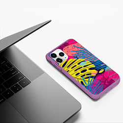 Чехол iPhone 11 Pro матовый Тропическая мода, цвет: 3D-фиолетовый — фото 2