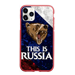 Чехол iPhone 11 Pro матовый Russia: Roaring Bear, цвет: 3D-красный