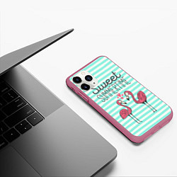 Чехол iPhone 11 Pro матовый Sweet Summer Flamingo, цвет: 3D-малиновый — фото 2