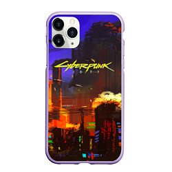 Чехол iPhone 11 Pro матовый Cyberpunk 2077: Night City, цвет: 3D-светло-сиреневый