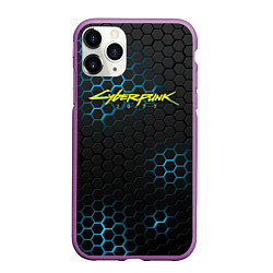 Чехол iPhone 11 Pro матовый Cyberpunk 2077: Blue Carbon