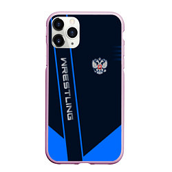 Чехол iPhone 11 Pro матовый Wrestling: Russia Style, цвет: 3D-розовый