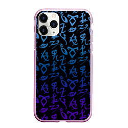 Чехол iPhone 11 Pro матовый Blue Runes, цвет: 3D-розовый