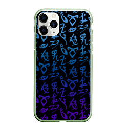 Чехол iPhone 11 Pro матовый Blue Runes, цвет: 3D-салатовый
