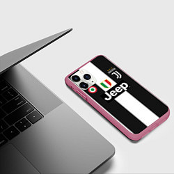Чехол iPhone 11 Pro матовый FC Juventus 18-19, цвет: 3D-малиновый — фото 2