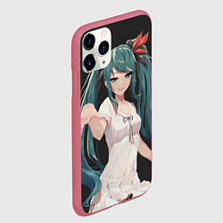 Чехол iPhone 11 Pro матовый Hatsune Miku, цвет: 3D-малиновый — фото 2