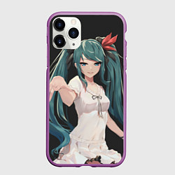 Чехол iPhone 11 Pro матовый Hatsune Miku, цвет: 3D-фиолетовый
