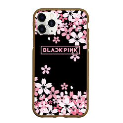 Чехол iPhone 11 Pro матовый Black Pink: Pink Sakura, цвет: 3D-коричневый