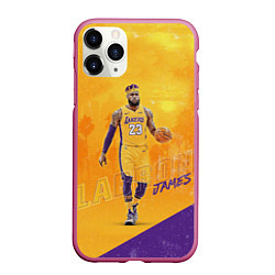 Чехол iPhone 11 Pro матовый LeBron James: NBA Star, цвет: 3D-малиновый