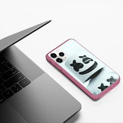 Чехол iPhone 11 Pro матовый Satisfied Marshmello, цвет: 3D-малиновый — фото 2