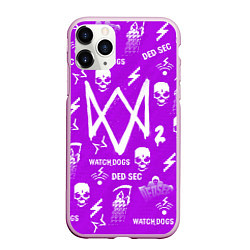 Чехол iPhone 11 Pro матовый Watch Dogs 2: Violet Pattern, цвет: 3D-розовый