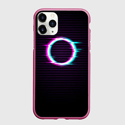 Чехол iPhone 11 Pro матовый Глич-кольцо, цвет: 3D-малиновый