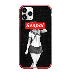 Чехол iPhone 11 Pro матовый Senpai: School Girl, цвет: 3D-красный