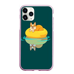 Чехол iPhone 11 Pro матовый Корги на пончике