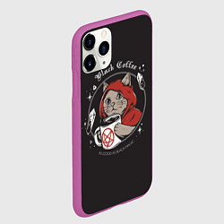 Чехол iPhone 11 Pro матовый Black Cat, Black Coffee, цвет: 3D-фиолетовый — фото 2
