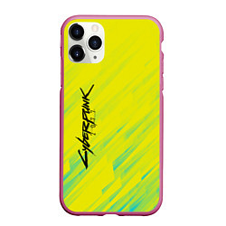 Чехол iPhone 11 Pro матовый Cyberpunk 2077: Yellow, цвет: 3D-малиновый