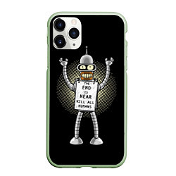 Чехол iPhone 11 Pro матовый Kill All Humans, цвет: 3D-салатовый