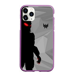 Чехол iPhone 11 Pro матовый Силуэт хищника, цвет: 3D-фиолетовый
