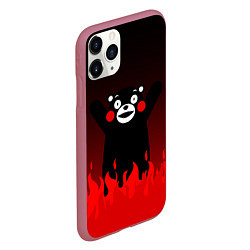 Чехол iPhone 11 Pro матовый Kumamon: Hell Flame, цвет: 3D-малиновый — фото 2