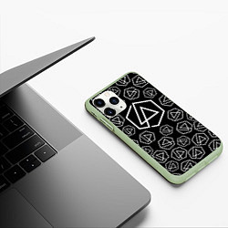 Чехол iPhone 11 Pro матовый Linkin Park: Pattern, цвет: 3D-салатовый — фото 2