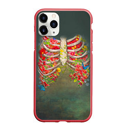 Чехол iPhone 11 Pro матовый Грудная клетка, цвет: 3D-красный