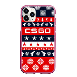 Чехол iPhone 11 Pro матовый CS:GO New Year, цвет: 3D-малиновый