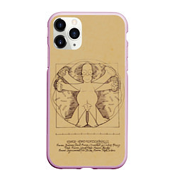 Чехол iPhone 11 Pro матовый Гомер Да Винчи, цвет: 3D-розовый