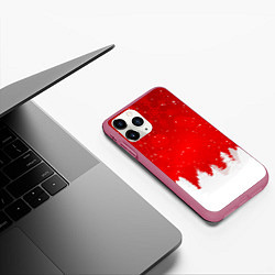 Чехол iPhone 11 Pro матовый Christmas pattern, цвет: 3D-малиновый — фото 2