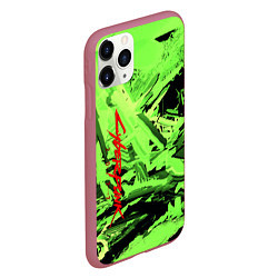 Чехол iPhone 11 Pro матовый Cyberpunk 2077: Green Breaks, цвет: 3D-малиновый — фото 2