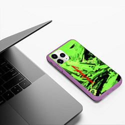 Чехол iPhone 11 Pro матовый Cyberpunk 2077: Green Breaks, цвет: 3D-фиолетовый — фото 2