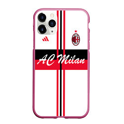 Чехол iPhone 11 Pro матовый AC Milan: White Form, цвет: 3D-малиновый