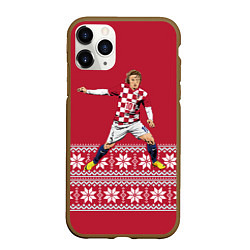 Чехол iPhone 11 Pro матовый Luka Modric, цвет: 3D-коричневый