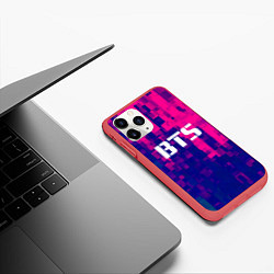 Чехол iPhone 11 Pro матовый BTS: Blue & Pink Neon, цвет: 3D-красный — фото 2