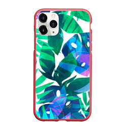 Чехол iPhone 11 Pro матовый Зеленые тропики, цвет: 3D-красный