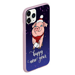 Чехол iPhone 11 Pro матовый Happy New Year, цвет: 3D-розовый — фото 2