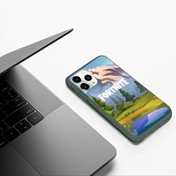 Чехол iPhone 11 Pro матовый Fortnite: Forest View, цвет: 3D-темно-зеленый — фото 2