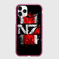 Чехол iPhone 11 Pro матовый Mass Effect N7, цвет: 3D-малиновый