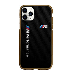 Чехол iPhone 11 Pro матовый BMW M PERFORMANCE CARBON КАРБОН, цвет: 3D-коричневый