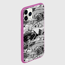 Чехол iPhone 11 Pro матовый Рыбы - графический паттерн, цвет: 3D-фиолетовый — фото 2