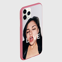 Чехол iPhone 11 Pro матовый Sasha Grey: LOVE, цвет: 3D-малиновый — фото 2
