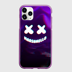 Чехол iPhone 11 Pro матовый Marshmello: Violet Glitch, цвет: 3D-фиолетовый